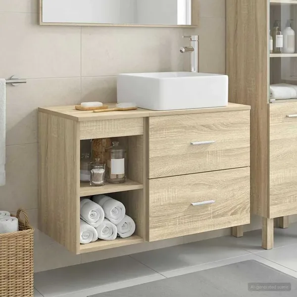 Ensemble de mobilier de salle de bain 2 pcs Chêne Sonoma