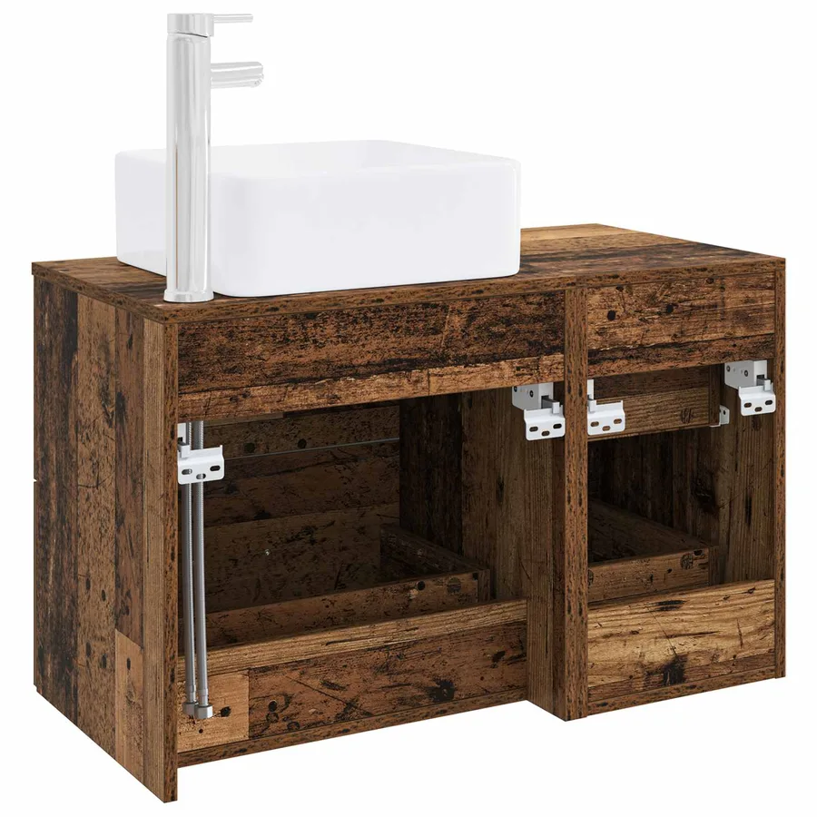 Ensemble de mobilier de salle de bain 2 pcs Bois ancien - 5
