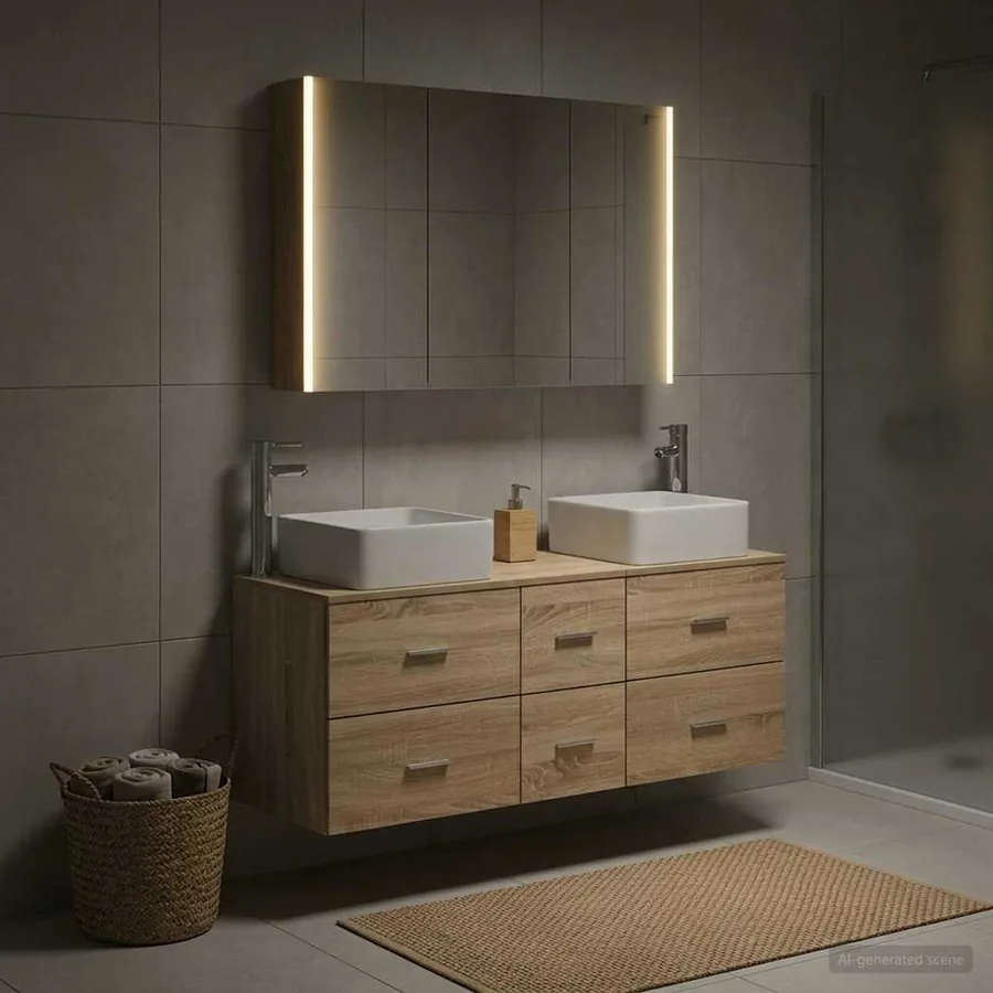 Ensemble de mobilier de salle de bain 4 pcs Chêne Sonoma