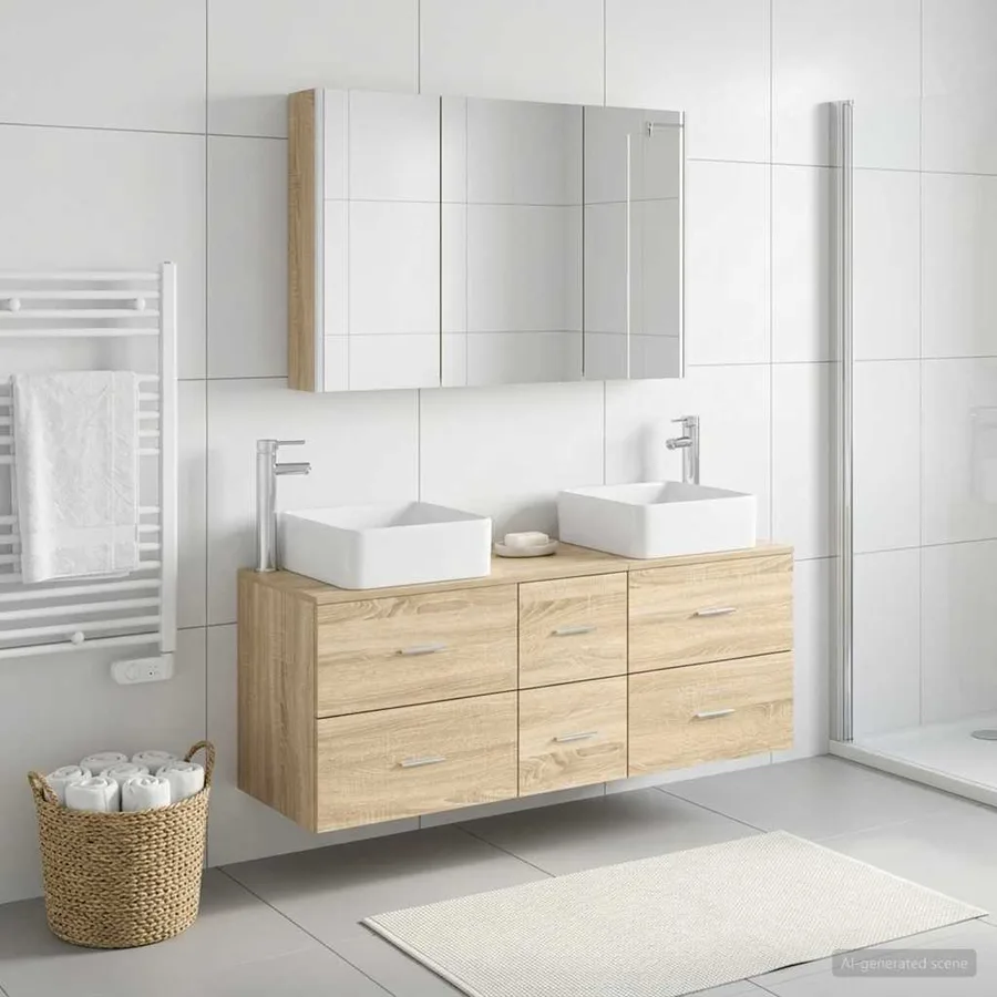 Ensemble de mobilier de salle de bain 4 pcs Chêne Sonoma - 4