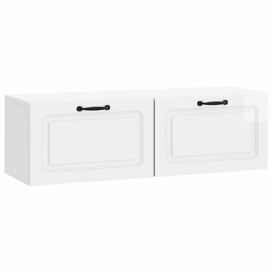 Meuble TV mural Montage mural Blanc brillant 98 x 31 x 30 cm - 2