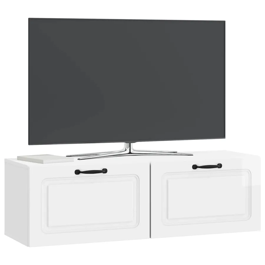 Meuble TV mural Montage mural Blanc brillant 98 x 31 x 30 cm - 3