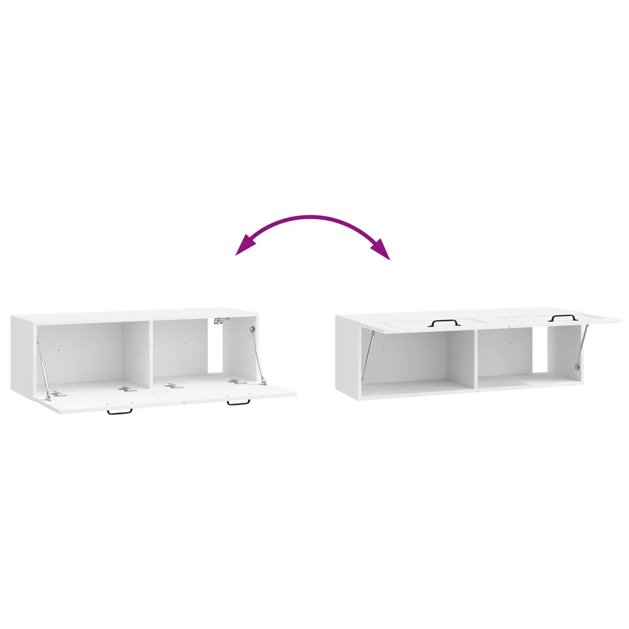 Meuble TV mural Montage mural Blanc brillant 98 x 31 x 30 cm - 8