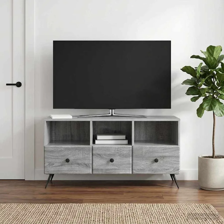 Meuble TV Sonoma gris 102 x 34,5 x 50 cm Bois d'ingénierie - 4