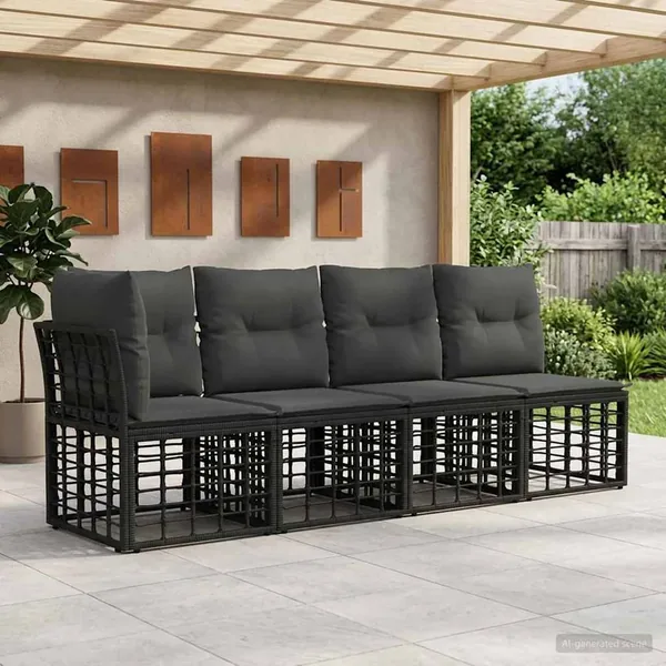 Canapé de jardin 4 places avec accoudoir gauche 4 pcs