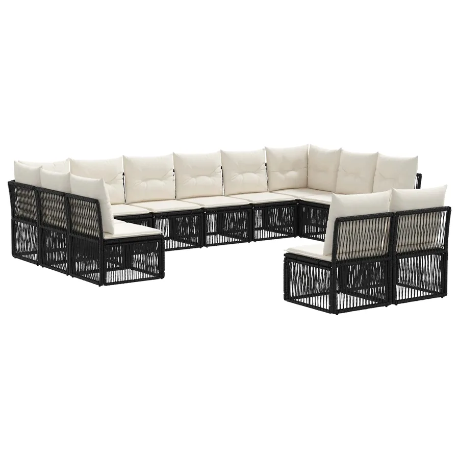 Ensemble de canapé de jardin 12 pcs Noir polyrotin - 2