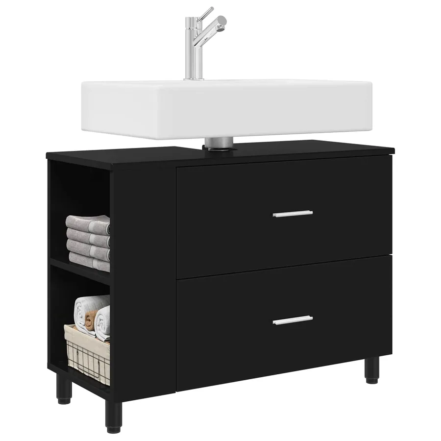 Unité de vanité de salle de bain Noir 80 x 35 x 60 cm - 3