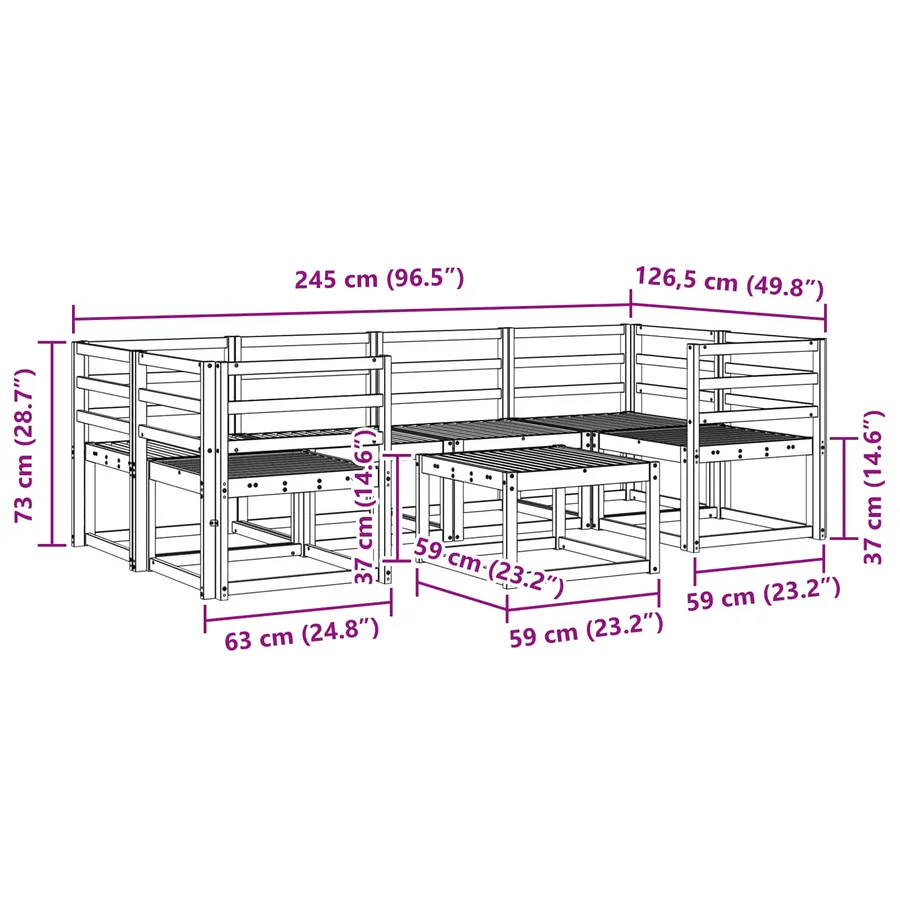 Ensemble de canapés d'extérieur 7 pcs Naturel - 8