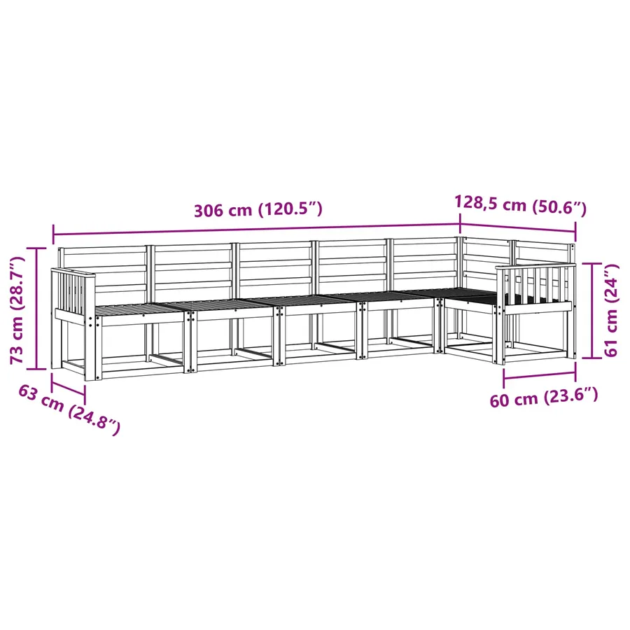 Ensemble de canapés d'extérieur 6 pcs Naturel - 8