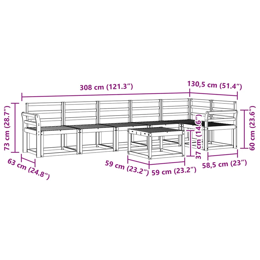 Ensemble de canapés d'extérieur 7 pcs Naturel - 11