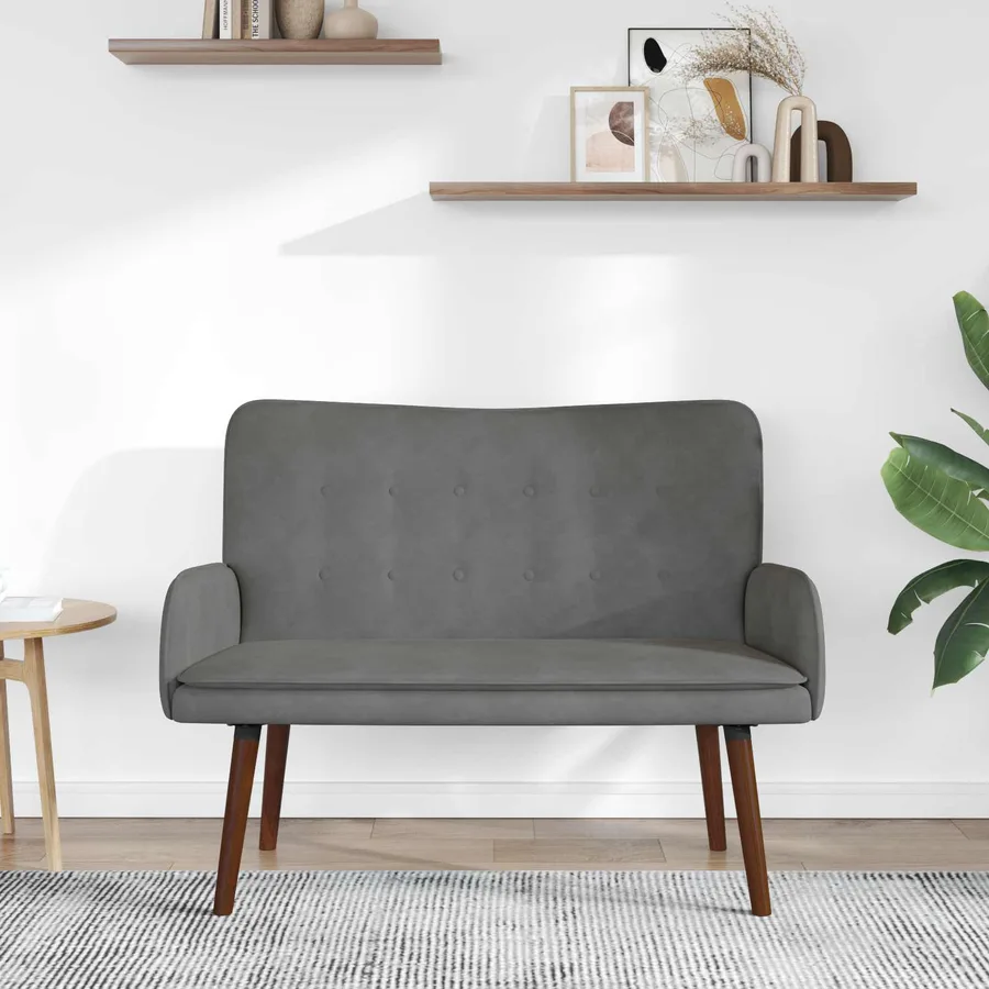 Sofa 2 places Gris foncé 115 x 61 x 87 cm Velours - 3