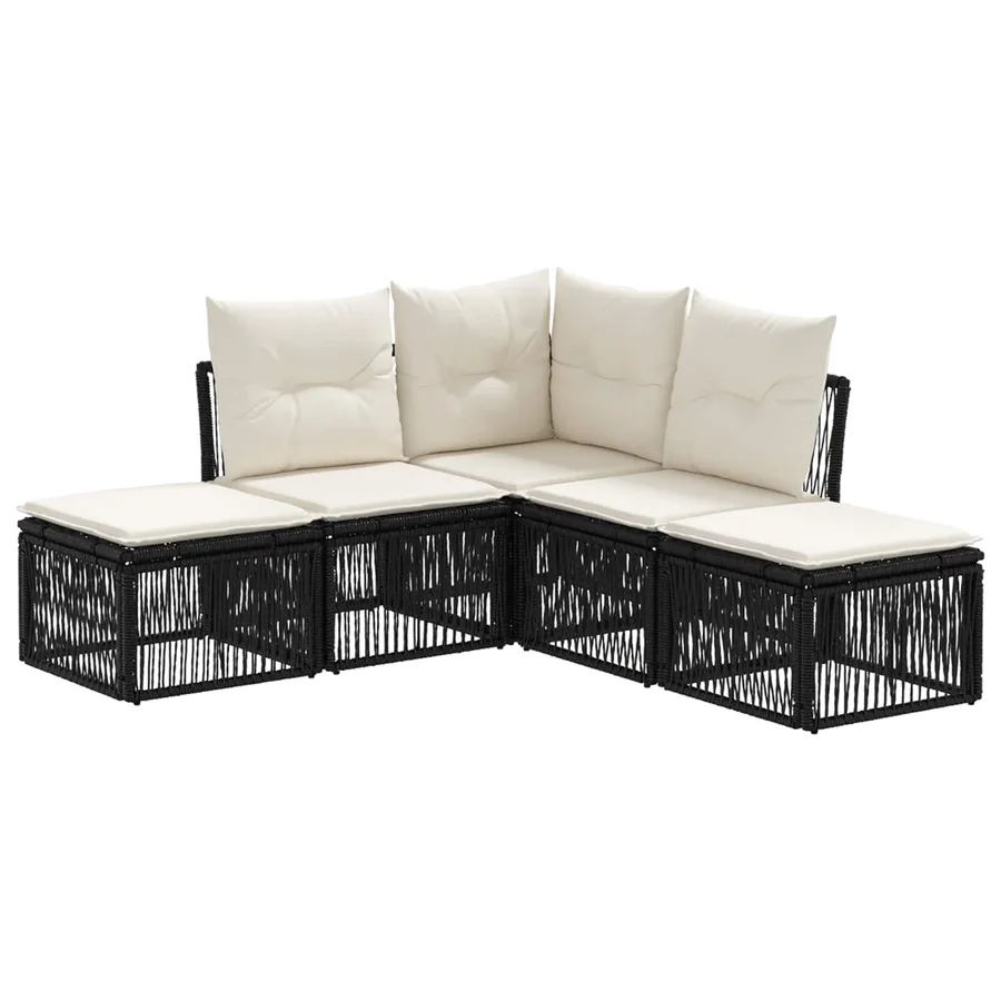 Ensemble de canapé de jardin 5 pcs Noir polyrotin - 2