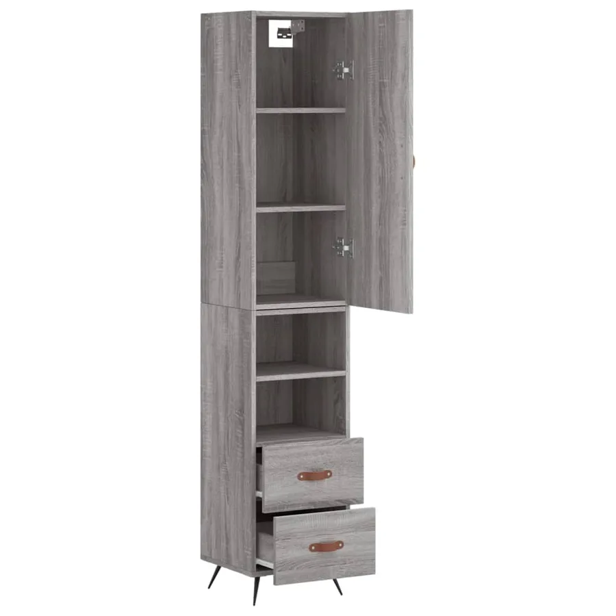 Buffet haut Sonoma gris 34,5x34x180 cm Bois d'ingénierie - 4