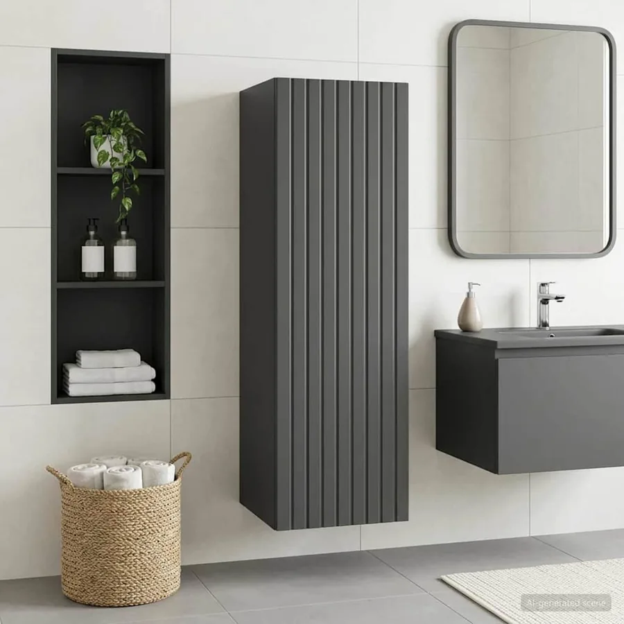 Cabinet de Salle de Bain Mural Noir 33 x 34,5 x 60 cm
