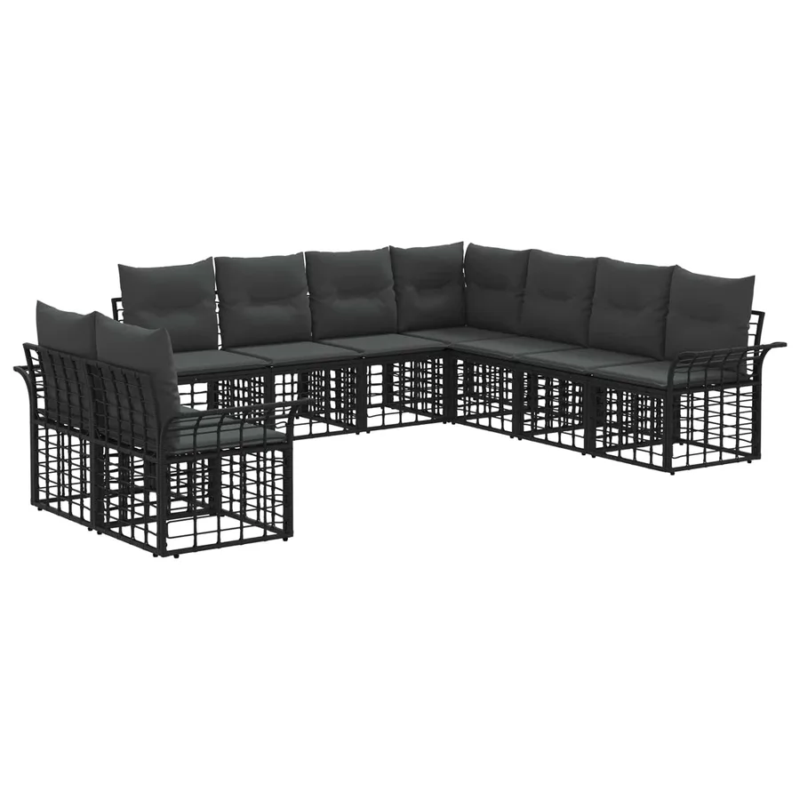 Ensemble de canapés d'extérieur 9 pcs Noir et Gris foncé - 2