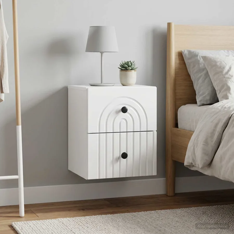 Cabinet de chevet mural 2 pcs Blanc brillant 33 x 34,5 x 40 cm