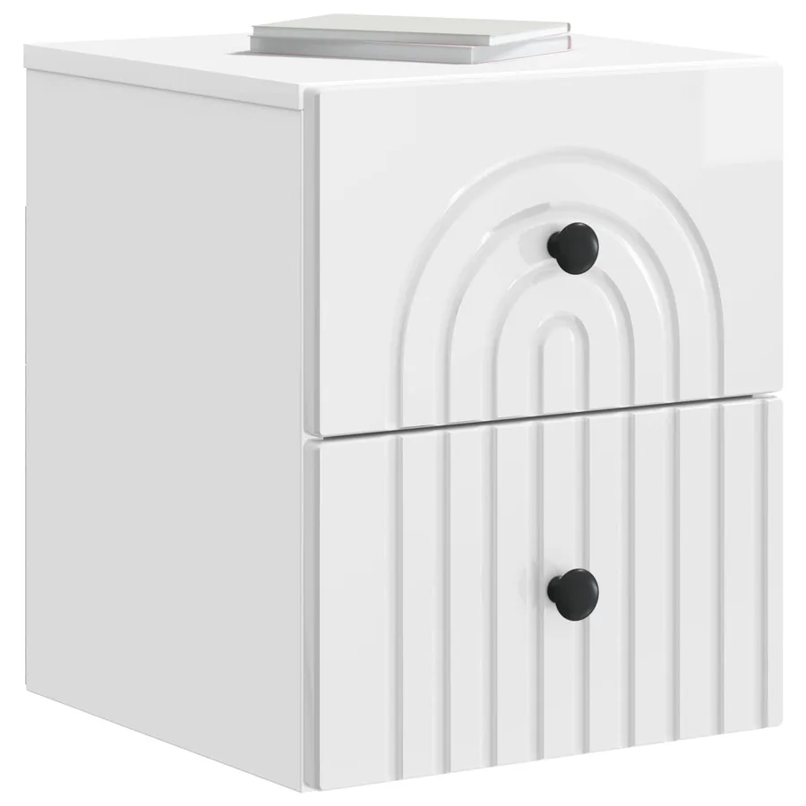 Cabinet de chevet mural 2 pcs Blanc brillant 33 x 34,5 x 40 cm - 3