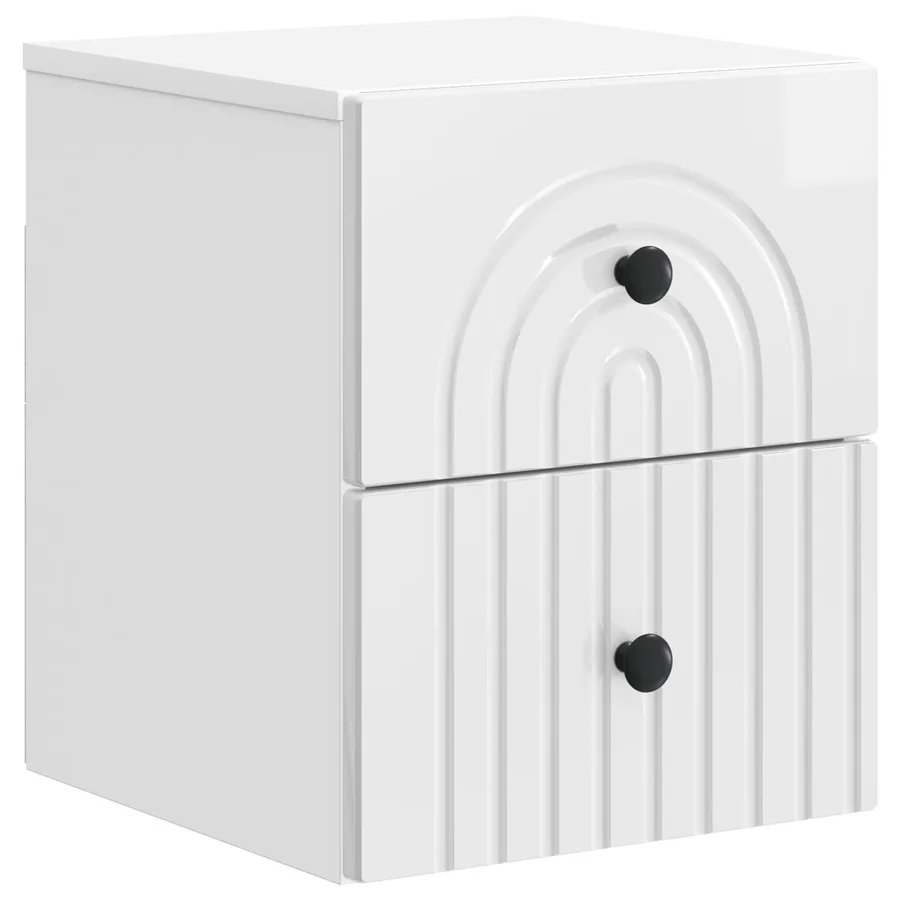 Cabinet de chevet mural 2 pcs Blanc brillant 33 x 34,5 x 40 cm - 5