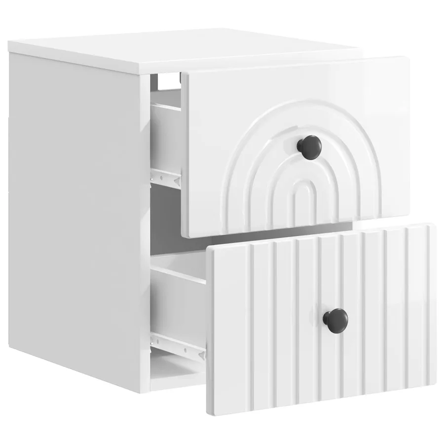 Cabinet de chevet mural 2 pcs Blanc brillant 33 x 34,5 x 40 cm - 6