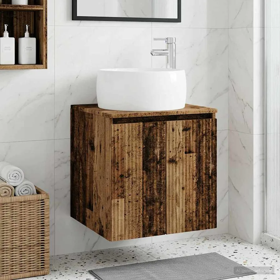 Vanité de lavabo mural Bois ancien 49,5 x 44,5 x 66 cm