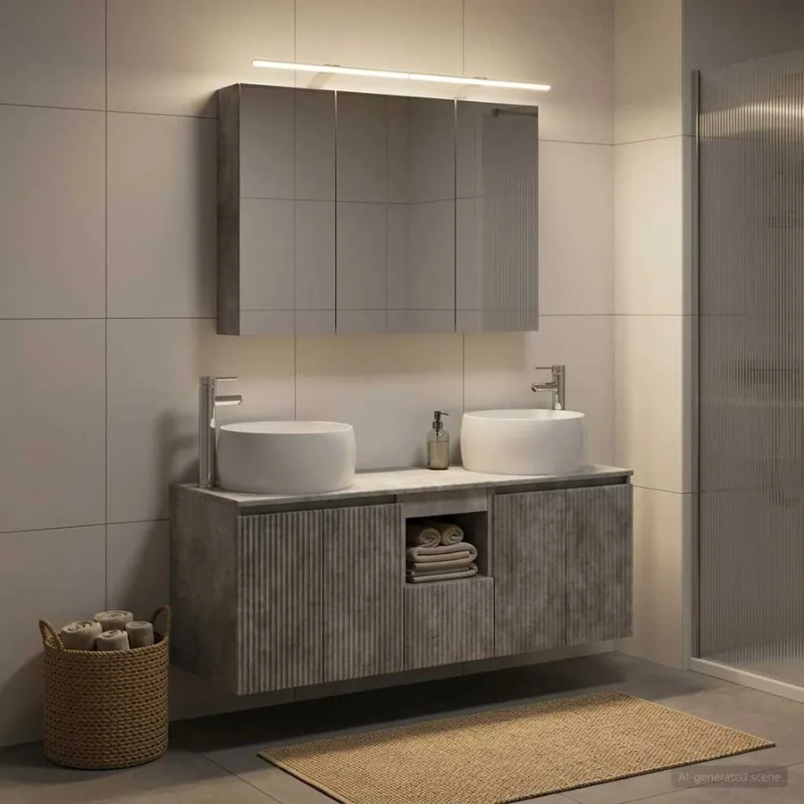 Ensemble d'armoire de salle de bain 4 pcs Gris béton