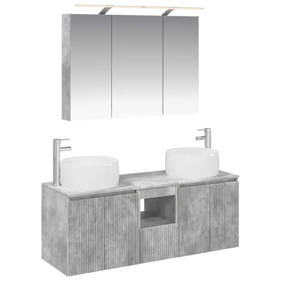 Ensemble d'armoire de salle de bain 4 pcs Gris béton - 2