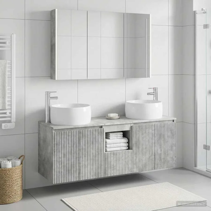 Ensemble d'armoire de salle de bain 4 pcs Gris béton