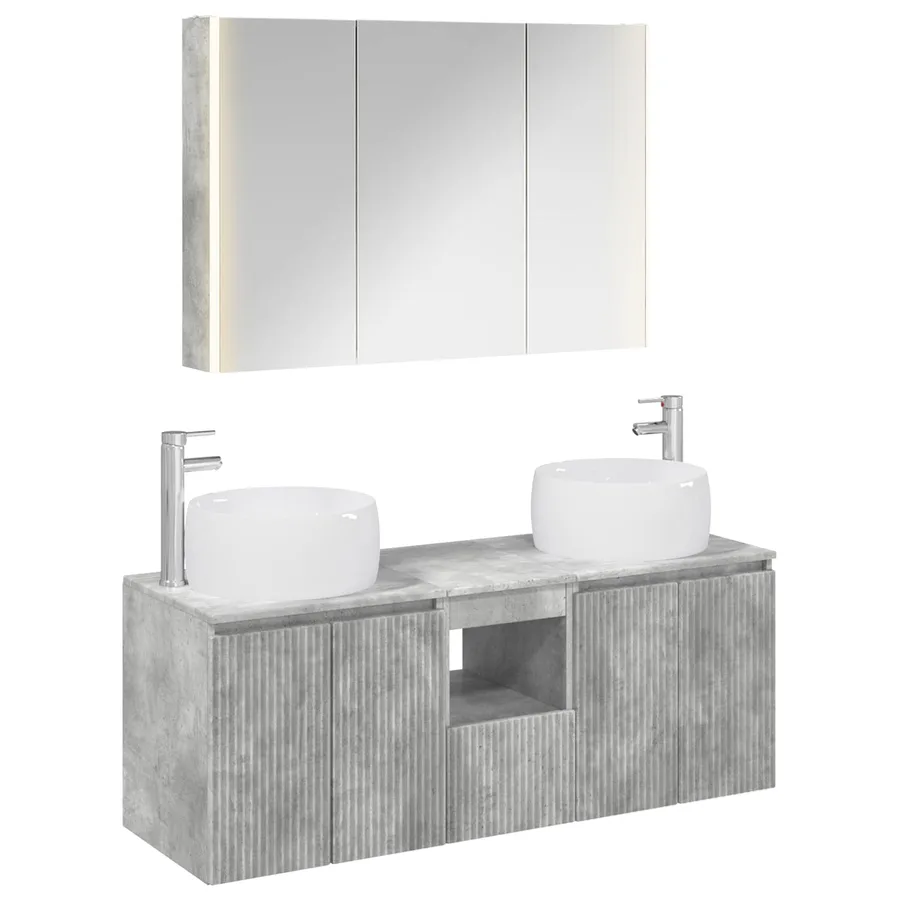 Ensemble d'armoire de salle de bain 4 pcs Gris béton - 2