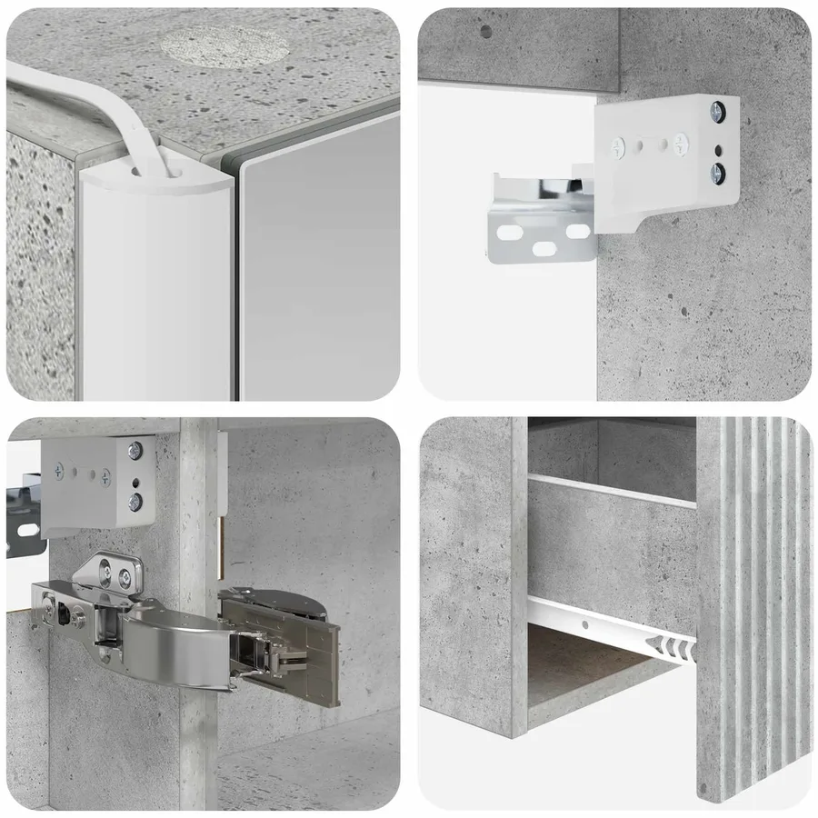 Ensemble d'armoire de salle de bain 4 pcs Gris béton - 9