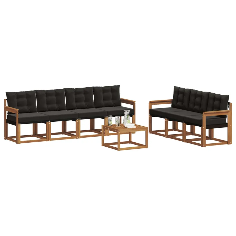 Ensemble de canapés d'extérieur 8 pcs Naturel et Noir - 3