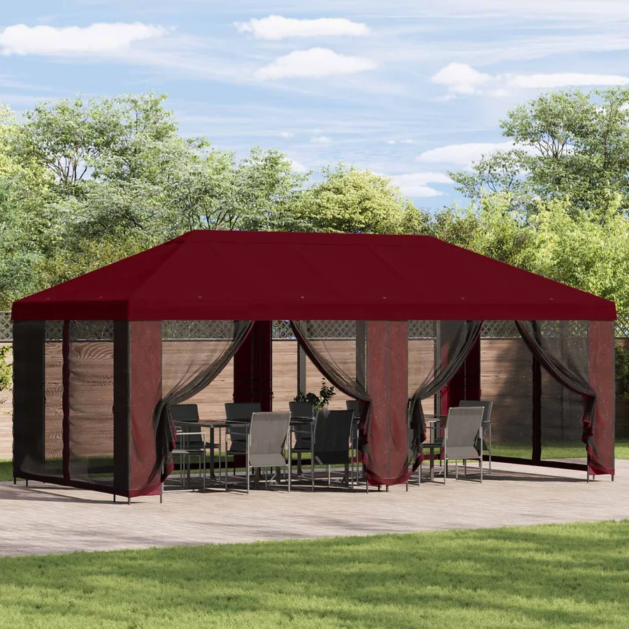 Gazebo avec murs latéraux 6 x 3 m Bordeaux Polyester et Acier