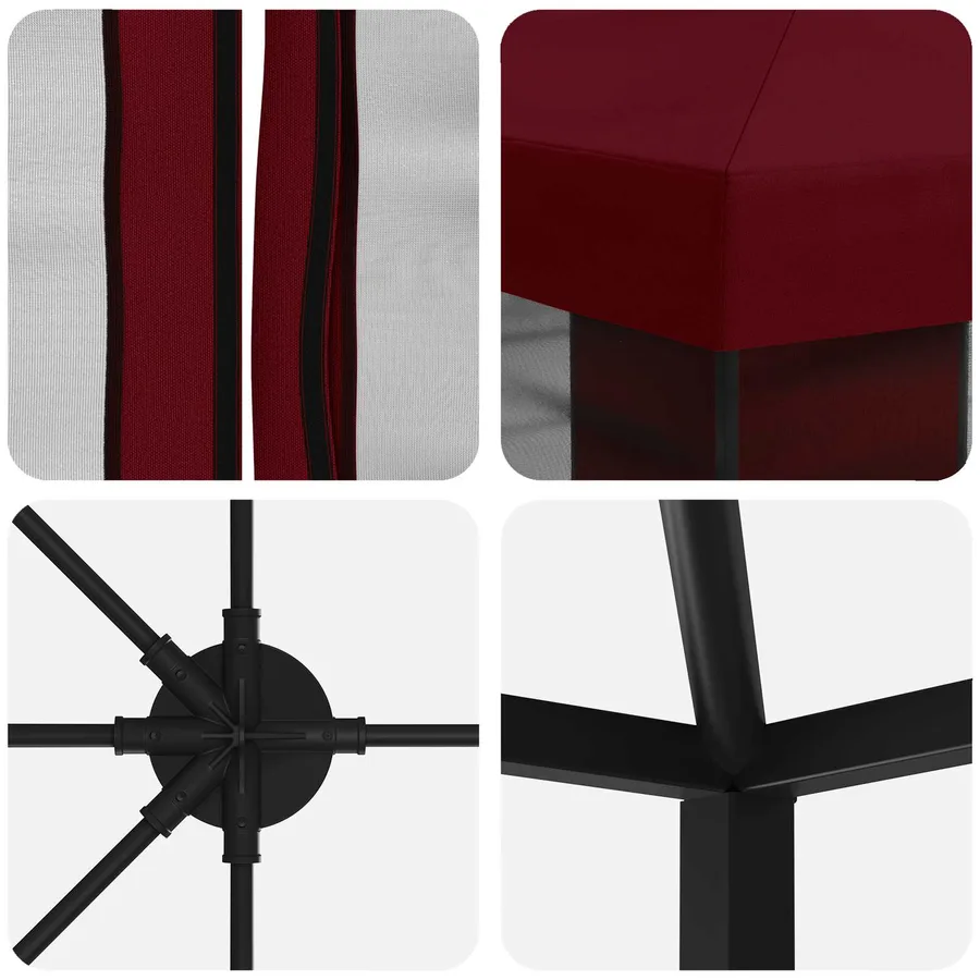 Gazebo avec murs latéraux 6 x 3 m Bordeaux Polyester et Acier - 5