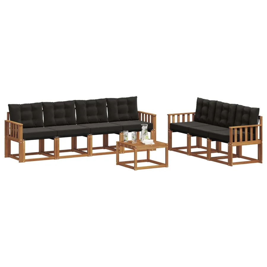 Ensemble de canapés d'extérieur 8 pcs Naturel et Noir - 3
