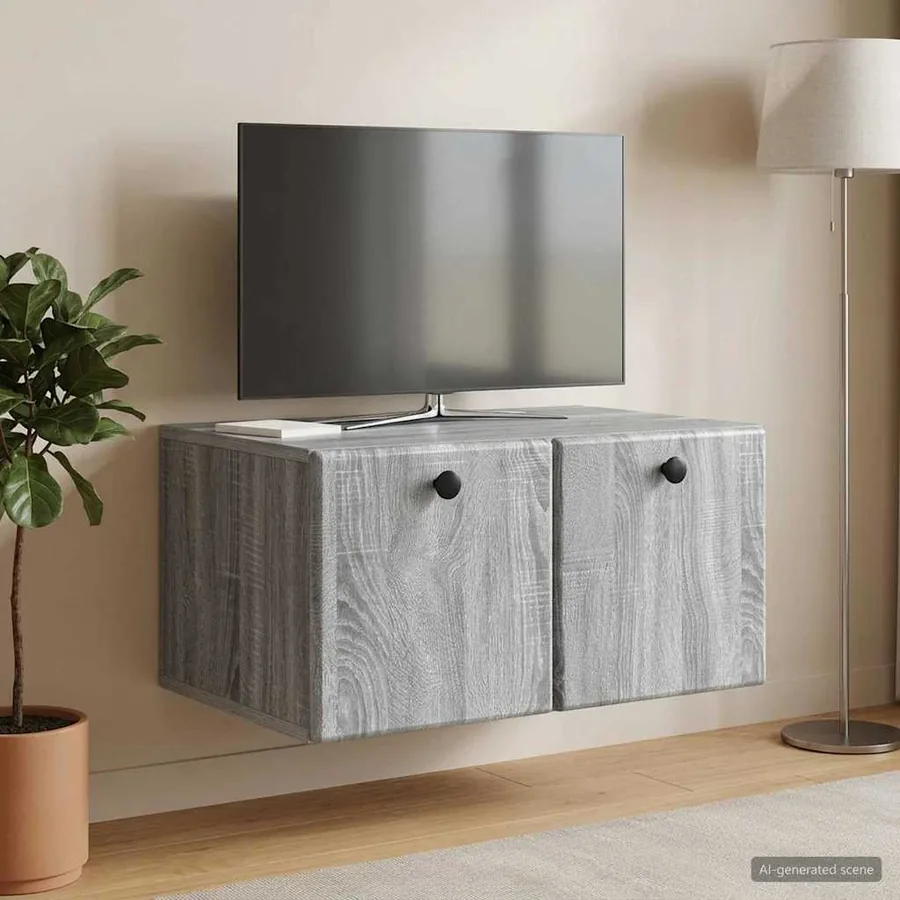 Meuble TV mural 59,5 x 41 x 30 cm Sonoma gris Bois d'ingénierie