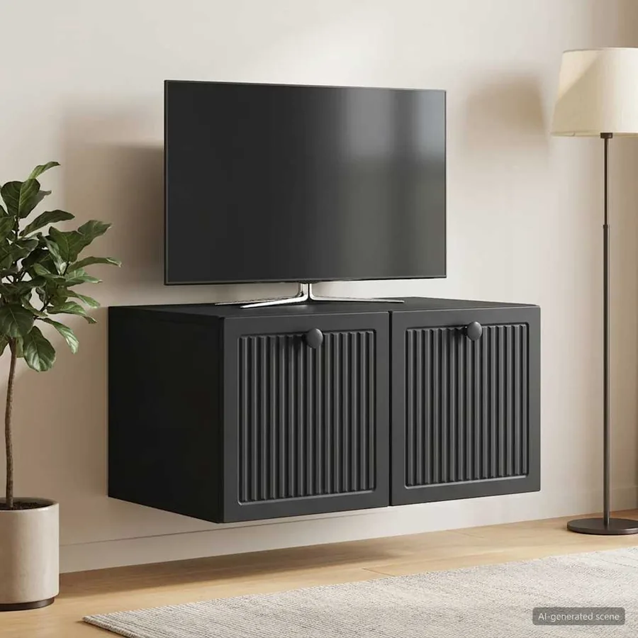 Meuble TV mural Noir 59,5 x 41 x 30 cm Bois d'ingénierie