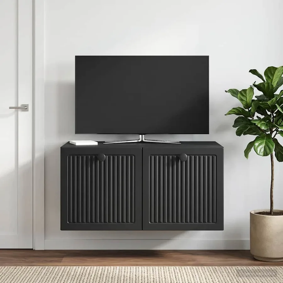 Meuble TV mural Noir 59,5 x 41 x 30 cm Bois d'ingénierie - 4
