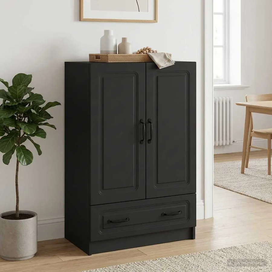 Buffet avec tiroir Noir 66 x 34,5 x 92 cm Bois d'ingénierie