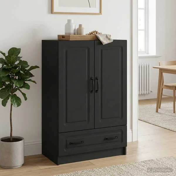 Buffet avec tiroir Noir 66 x 34,5 x 92 cm Bois d'ingénierie