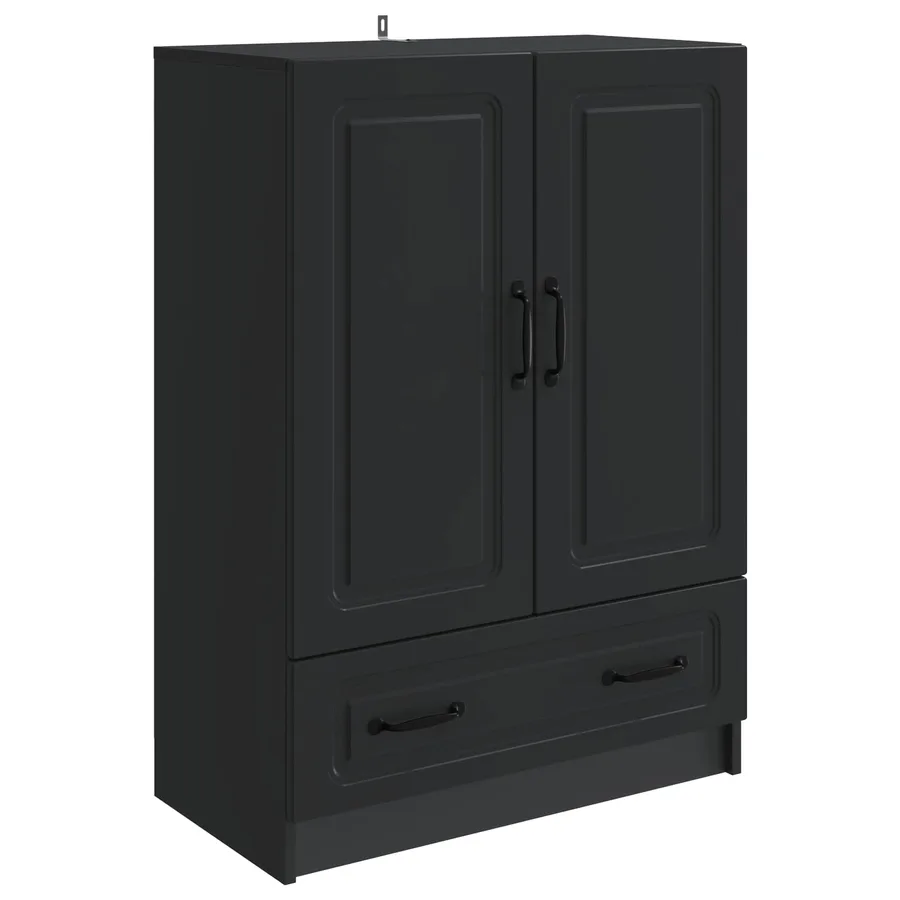 Buffet avec tiroir Noir 66 x 34,5 x 92 cm Bois d'ingénierie - 2