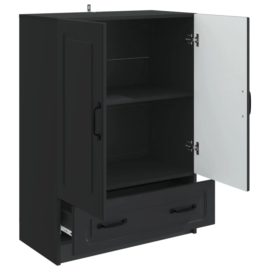 Buffet avec tiroir Noir 66 x 34,5 x 92 cm Bois d'ingénierie - 4