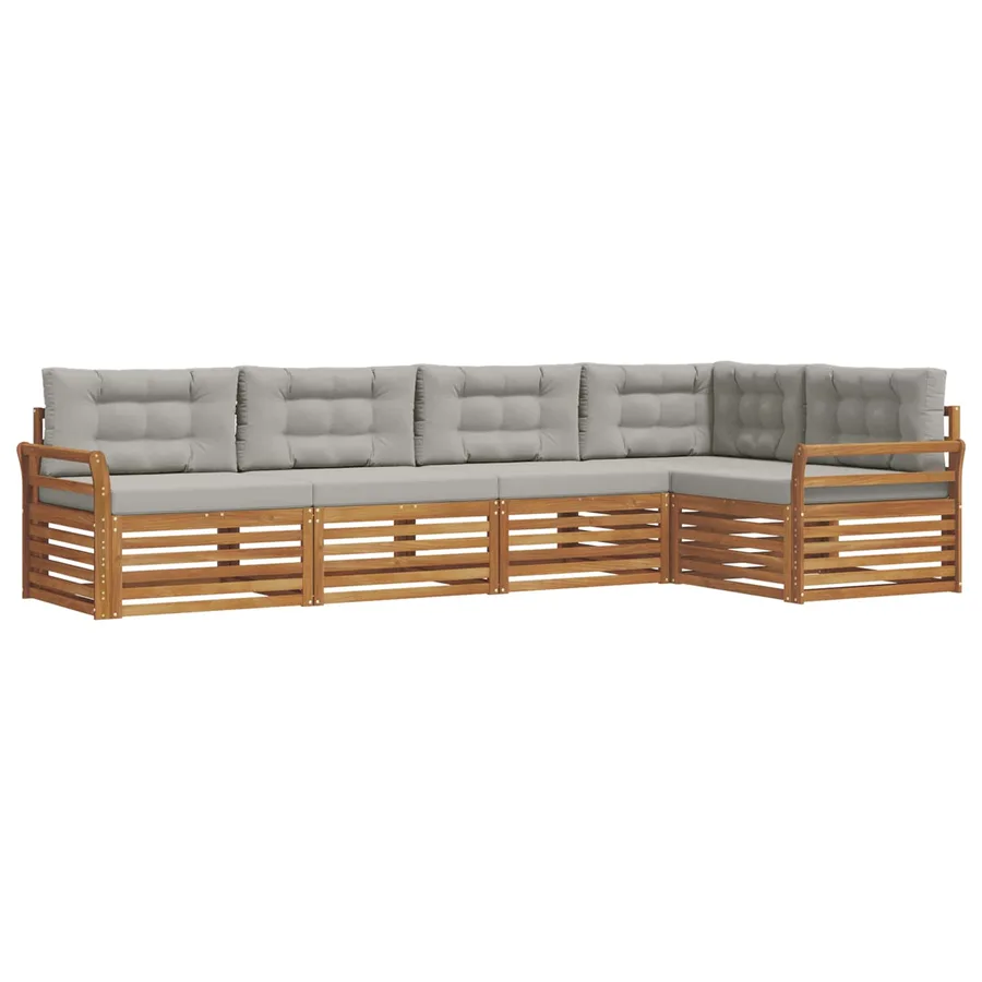 Ensemble de canapés d'extérieur 5 pcs Gris Naturel et Clair - 2