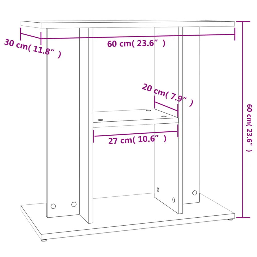 Support pour aquarium chêne sonoma 60x30x60cm bois d'ingénierie - 8