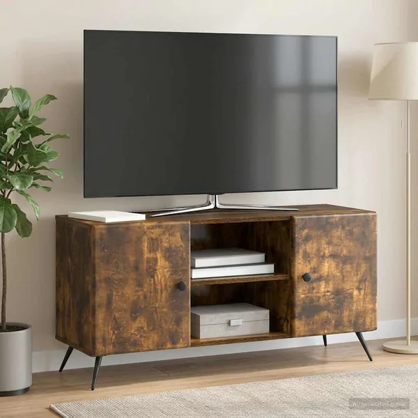 Meuble TV Chêne fumé 102 x 34,5 x 50 cm Bois d'ingénierie