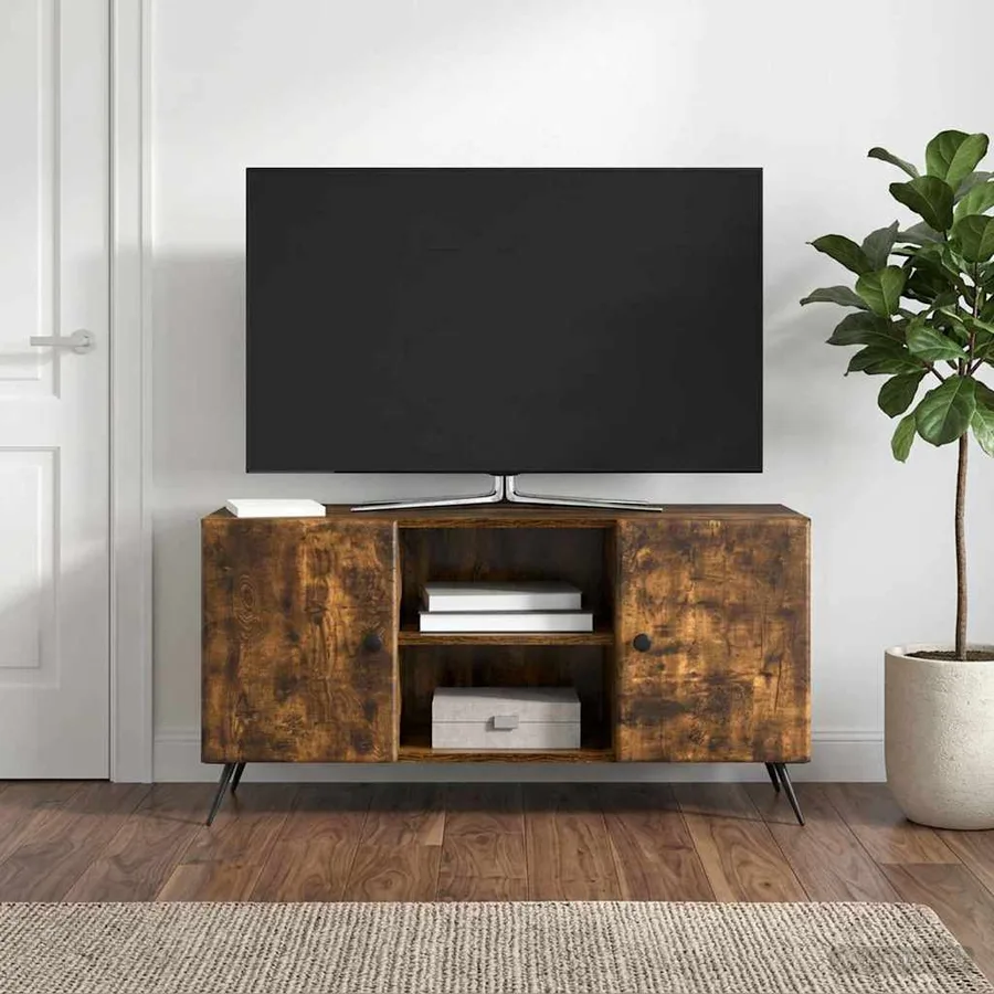 Meuble TV Chêne fumé 102 x 34,5 x 50 cm Bois d'ingénierie - 4