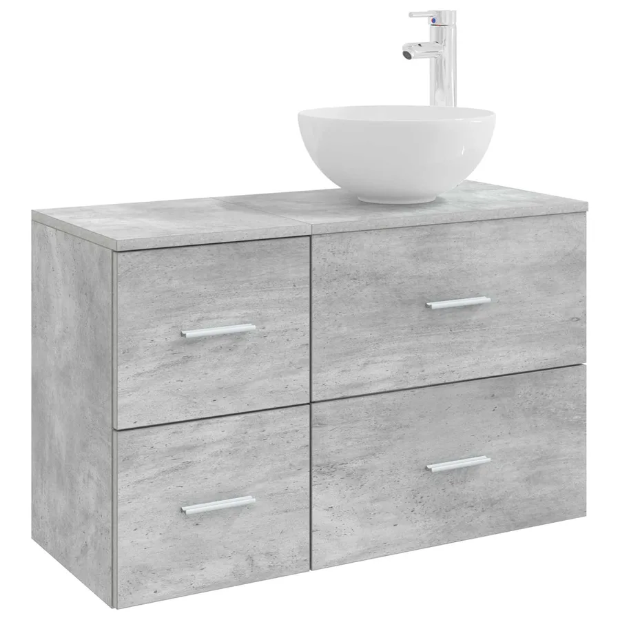 Ensemble de mobilier de salle de bain 2 pcs Gris béton - 2