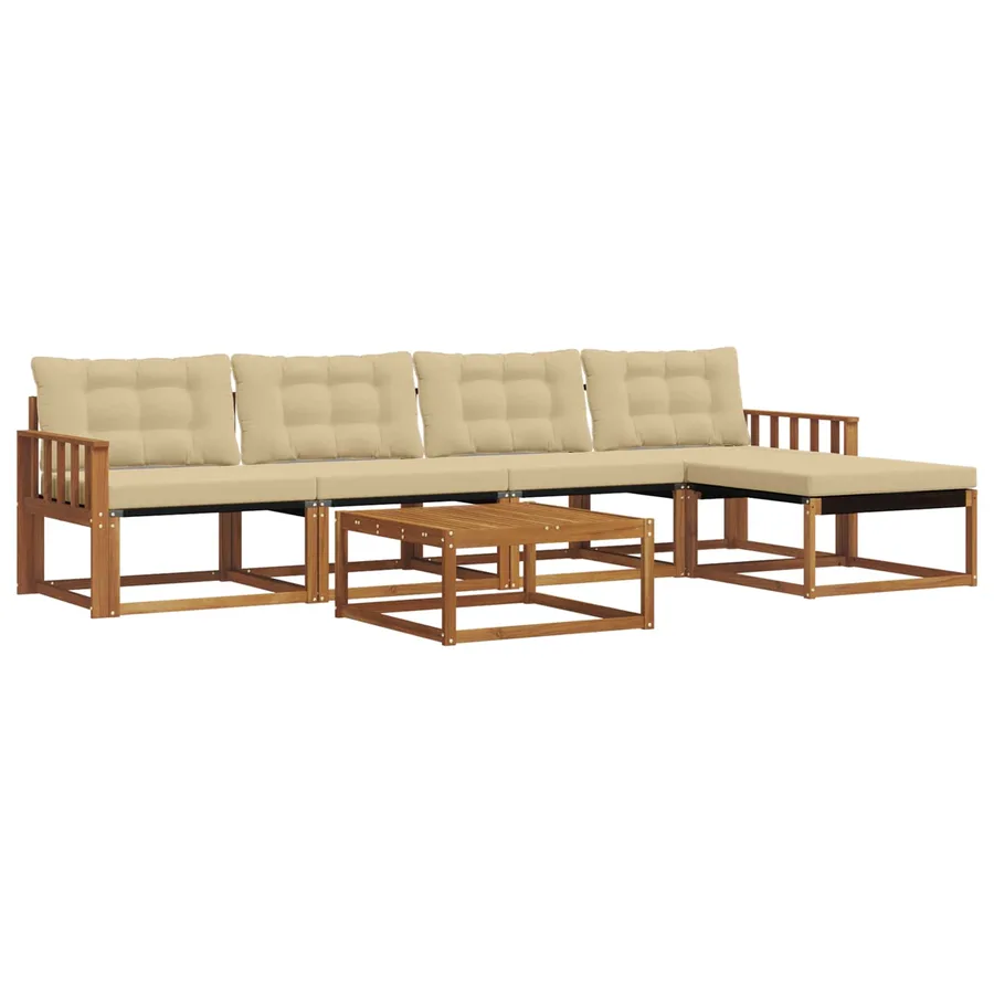 Ensemble de canapés d'extérieur 6 pcs Naturel et Beige - 2