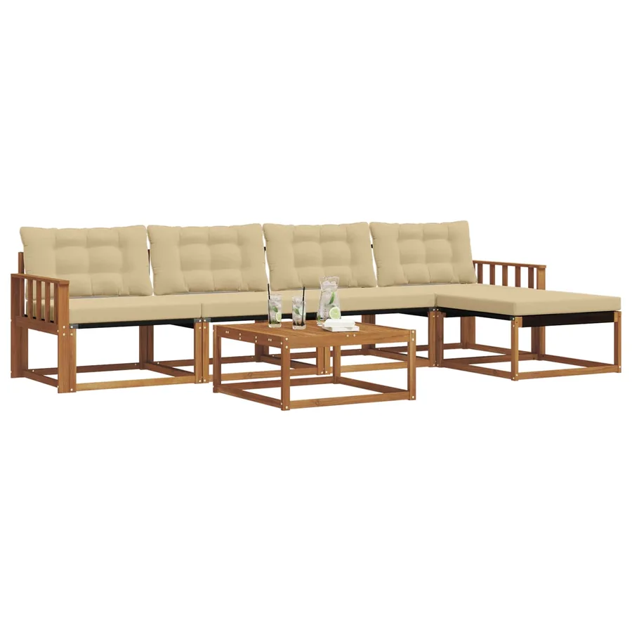 Ensemble de canapés d'extérieur 6 pcs Naturel et Beige - 3