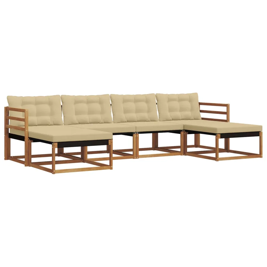 Ensemble de canapés d'extérieur 6 pcs Naturel et Beige - 2