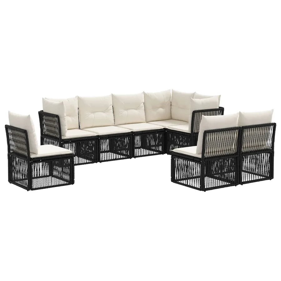 Ensemble de canapé de jardin 8 pcs Noir polyrotin - 2