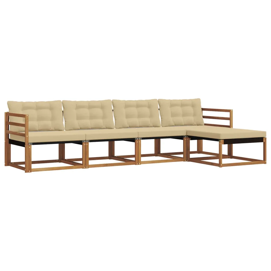 Ensemble de canapés d'extérieur 5 pcs Naturel et Beige - 2